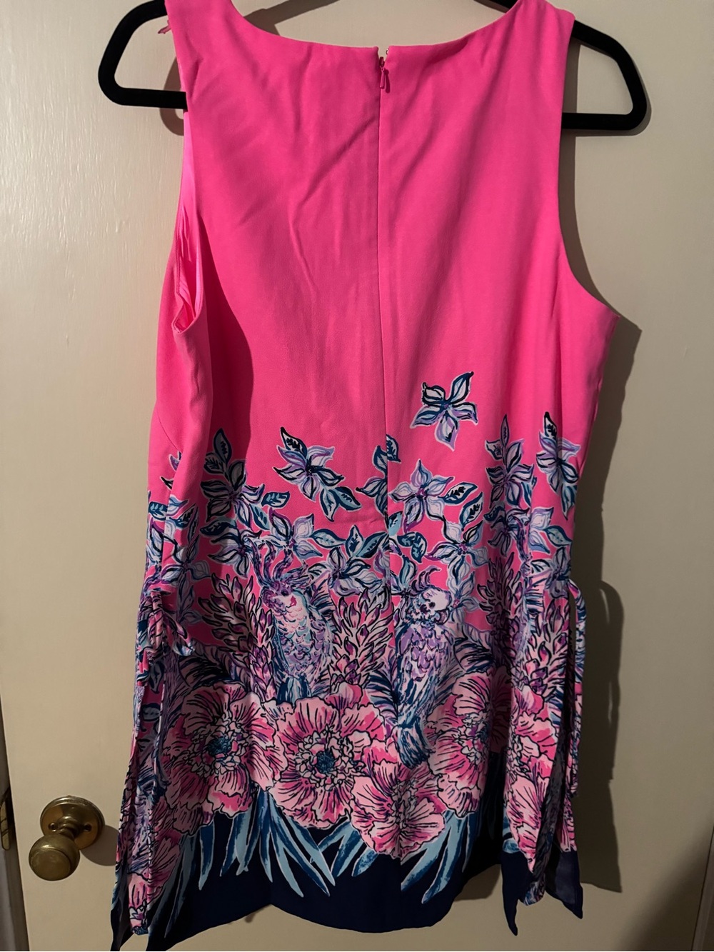 Lilly Pulitzer Donna Romper Hot Pink Floral Border Shift EUC - Picture 3 of 5